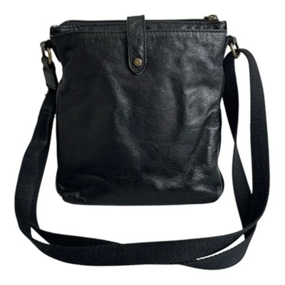 The Sak Black Leather Braided Embroidered Crossbody Shoulder Bag 8